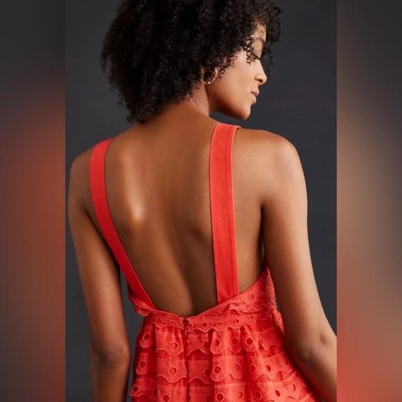 NWT Anthropologie Maeve Eyelet Halter Midi Dress Sz 6P
reddish-orange (coral) - Picture 14 of 15
